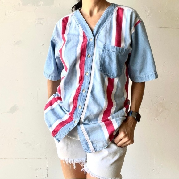 Vintage Tops - Vintage Striped Button Down